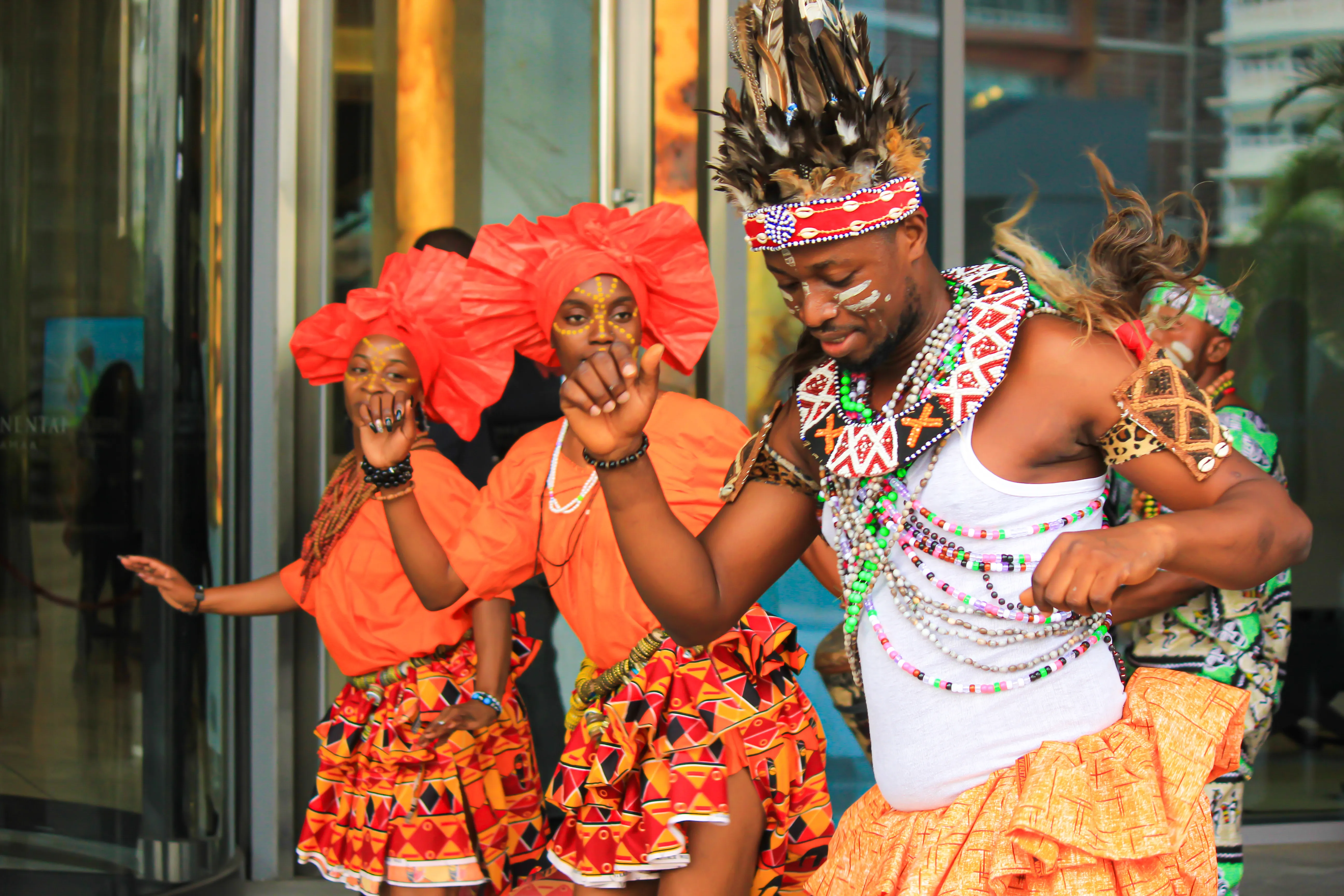 Angolan traditional dancers welcoming guests at the InterContinental Luanda Miramar